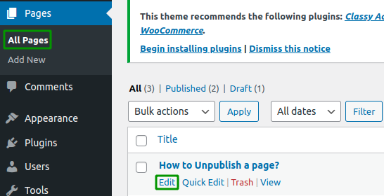 How to Unpublished a WordPress Site