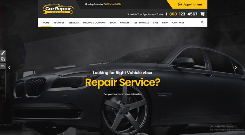 Car repair wordpress automotive theme