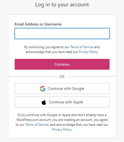 wordpress.com login