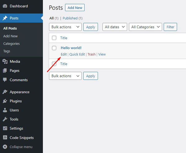 edit a wordpress post